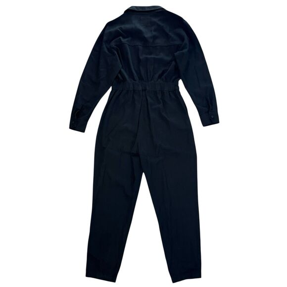Abercrombie & Fitch Long Sleeve Utility Jumpsuit Size M Black Chambray Workwear - Picture 4 of 8